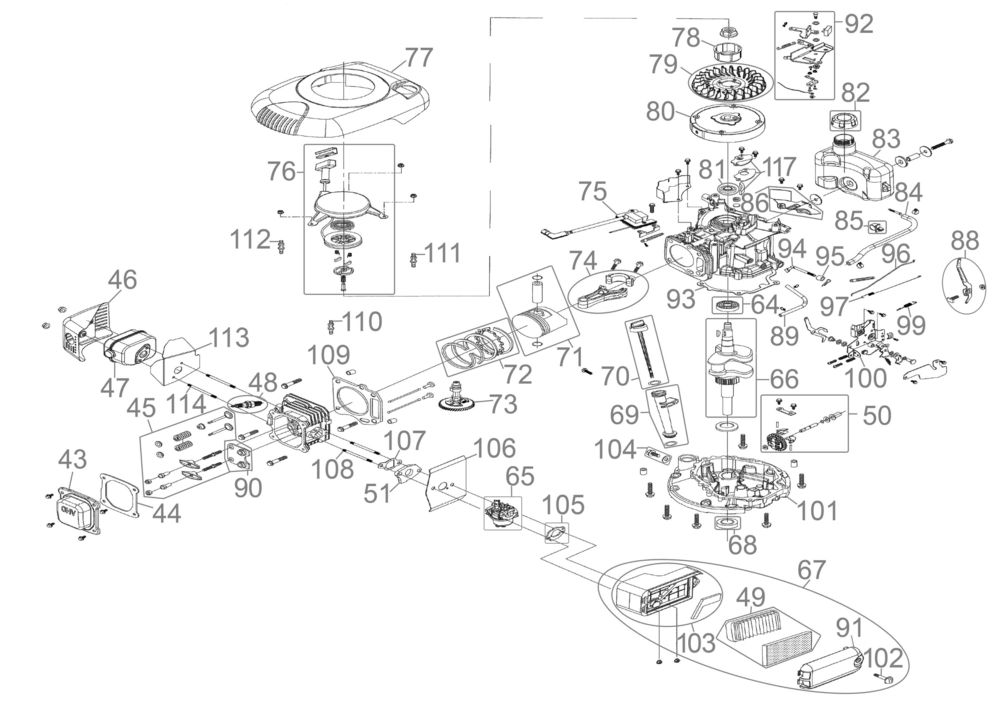 Powertec Garden Benzin Rasenmäher Plm 40 Ersatzteile Ersatzteile und Zeichnung von Powertec Garden RASENMÄHER BIG WHEELER